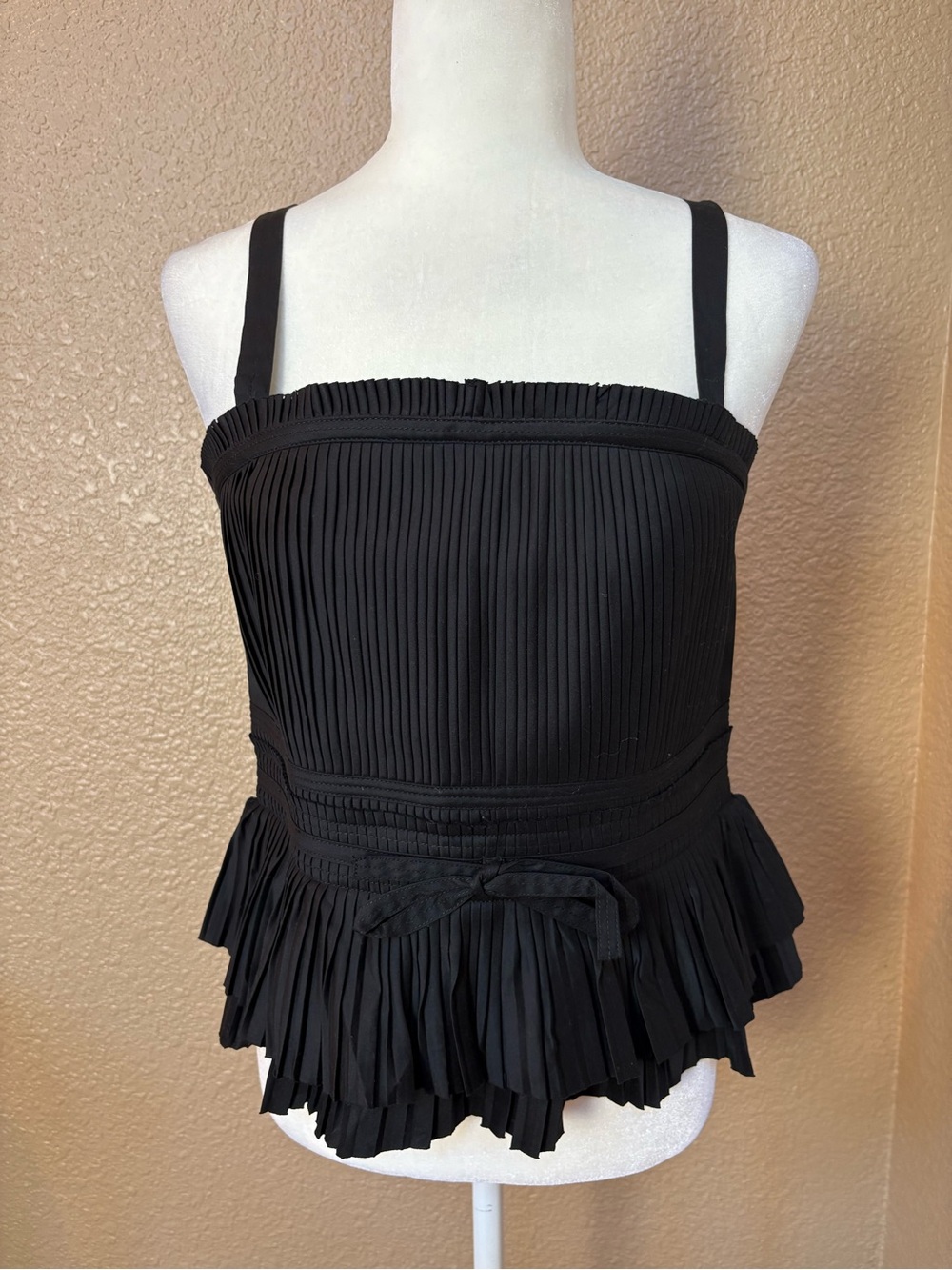 White House Black Market Black Pleated Peplum Camisole